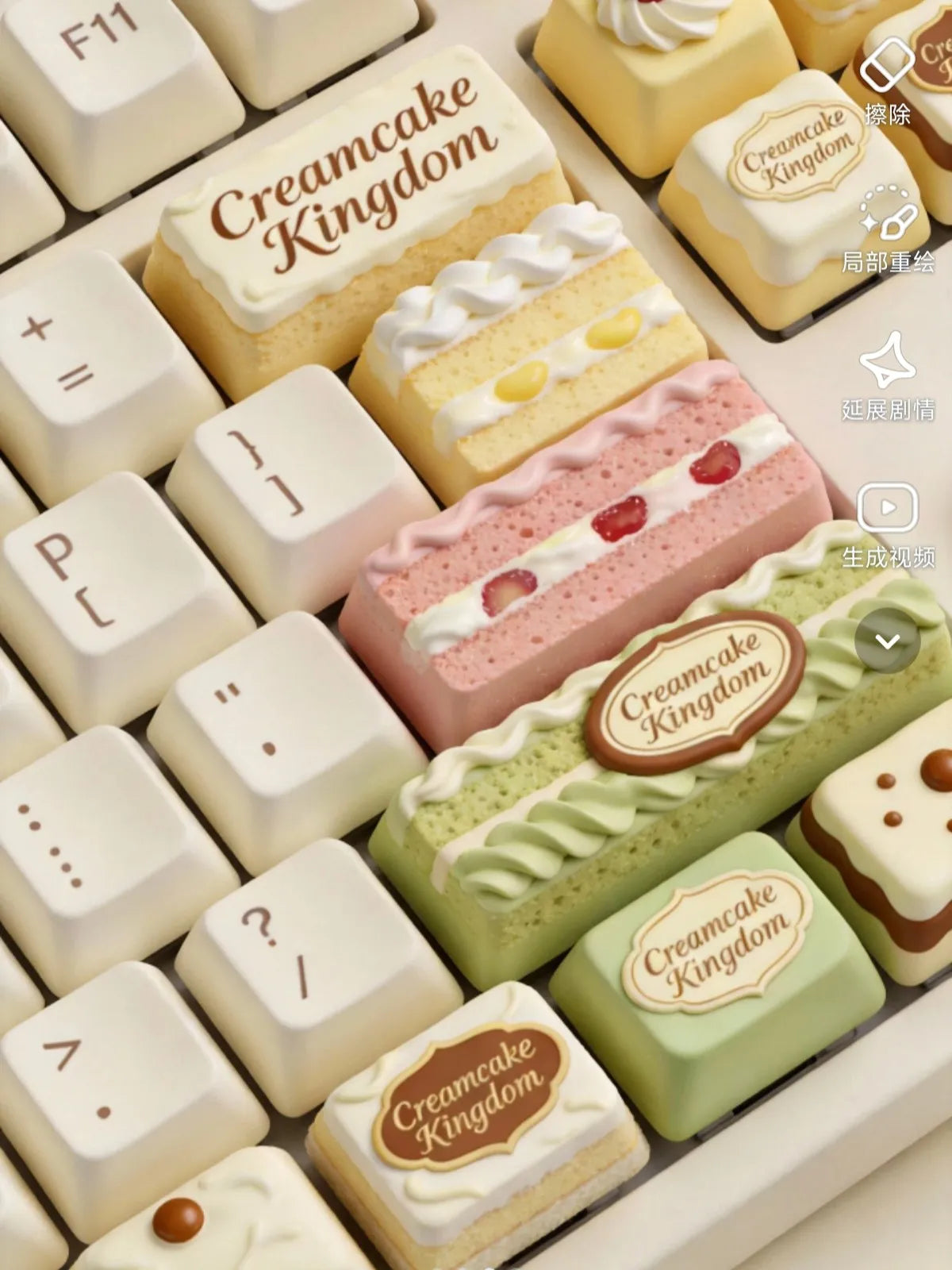 Cream Cake Dessert Artisan Keycap, Cute Pastry Food Themed Custom Keyboard Cap