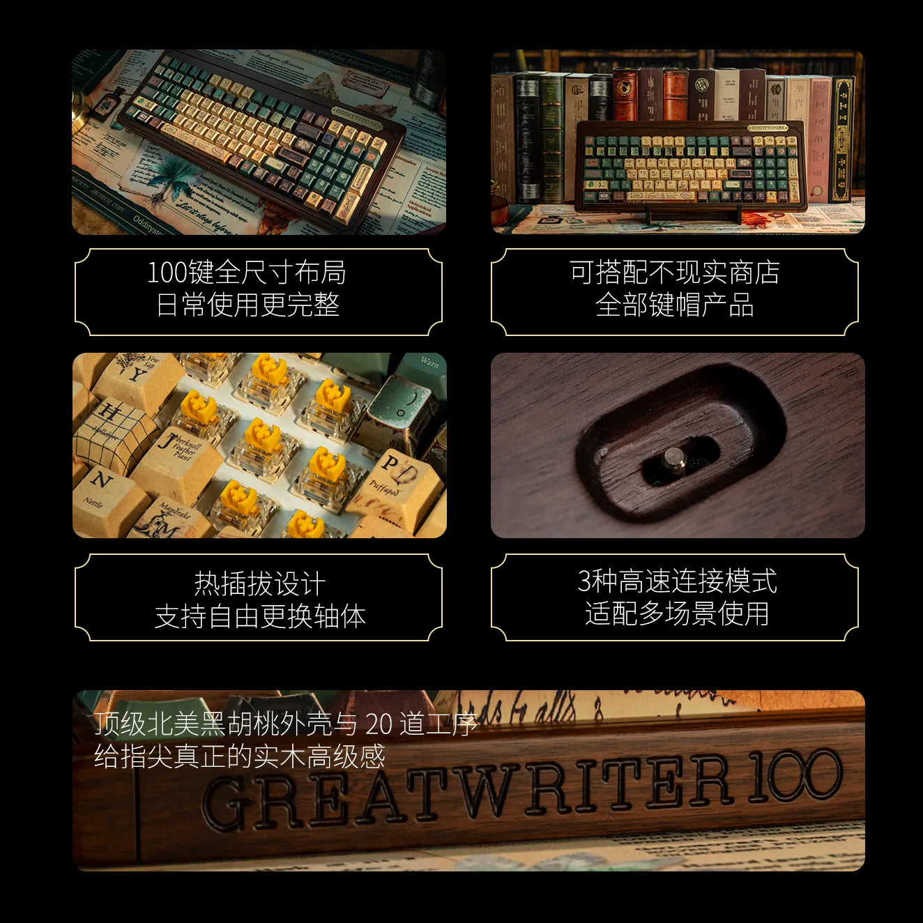 Great Writer 100 Keyboard for Custom Mechanical Keyboards Keycap Sets