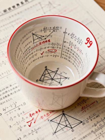 Math Geometry Formula Mug with Exam Print Inside, Student Nerd Ceramic Coffee Cup Gift