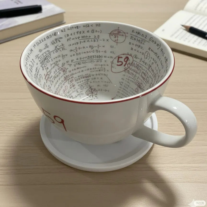 Math Geometry Formula Mug with Exam Print Inside, Student Nerd Ceramic Coffee Cup Gift