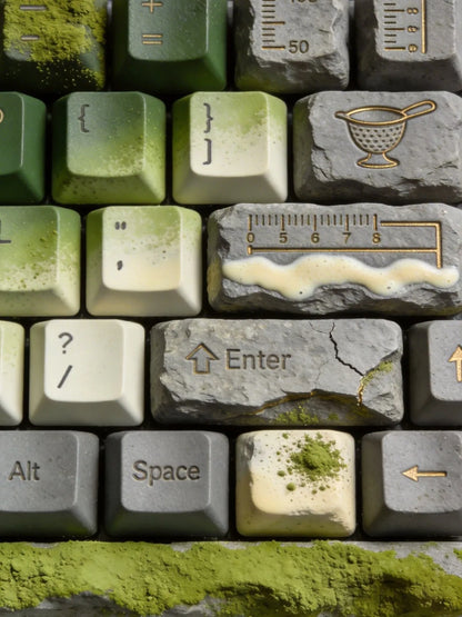 Matcha Baking Stone Artisan Keycap, Green Tea Pastry Tool Themed Custom Keyboard Cap