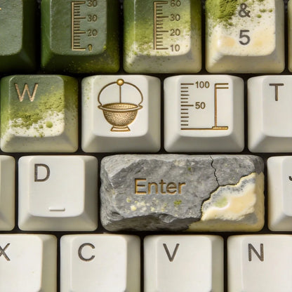 Matcha Baking Stone Artisan Keycap, Green Tea Pastry Tool Themed Custom Keyboard Cap