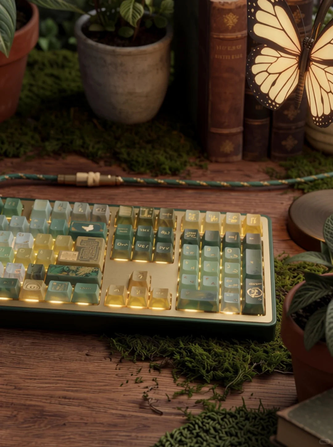 [IC] One Hundred Years of Solitude — Mist Green & Old Gold Keycap Set