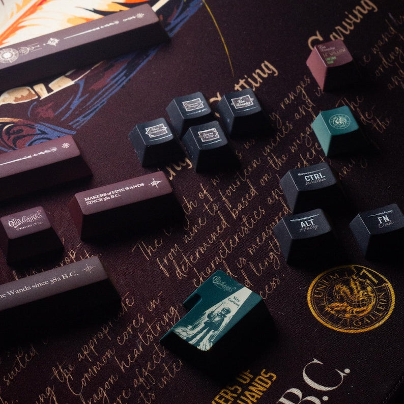 Ollivander's Wand Keycap Set - Harry Potter, Wizard, Magical themed keycaps - English Font - Novelty keycaps