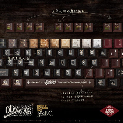 Ollivander's Wand Keycap Set - Harry Potter, Wizard, Magical themed keycaps - English Font - Novelty keycaps