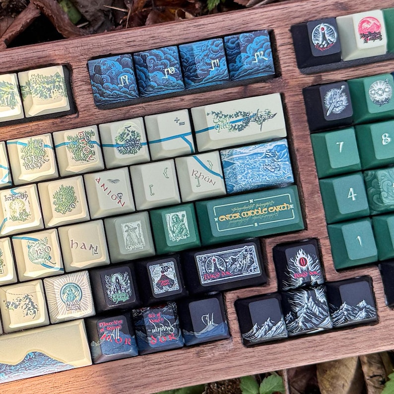 Lord of the Rings Keycap Set | Middle Earth Map Mechanical Keyboard | Fantasy Keycaps | LOTR Gift for Him