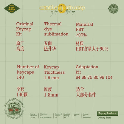 Lord of the Rings Keycap Set | Middle Earth Map Mechanical Keyboard | Fantasy Keycaps | LOTR Gift for Him