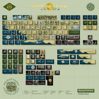 Lord of the Rings Keycap Set | Middle Earth Map Mechanical Keyboard | Fantasy Keycaps | LOTR Gift for Him