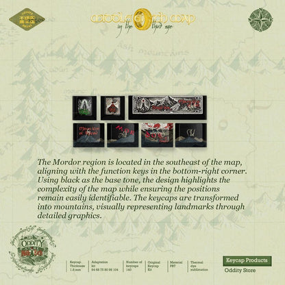 Lord of the Rings Keycap Set | Middle Earth Map Mechanical Keyboard | Fantasy Keycaps | LOTR Gift for Him
