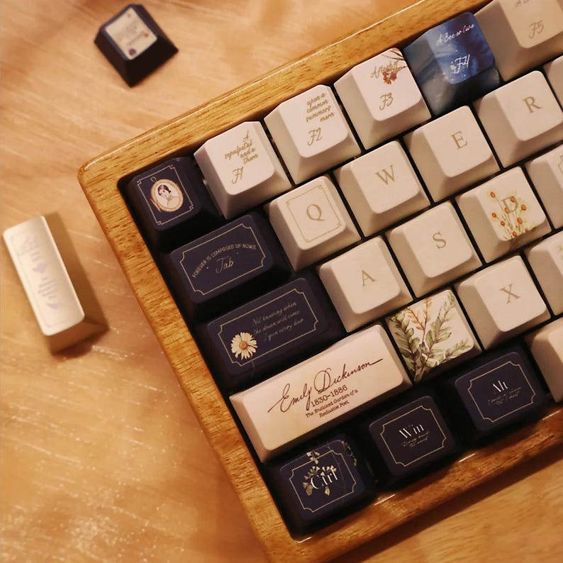 Emily Dickinson-Inspired Custom Keycaps – Handcrafted Literary Art for Your Keyboard – Novelty keycaps
