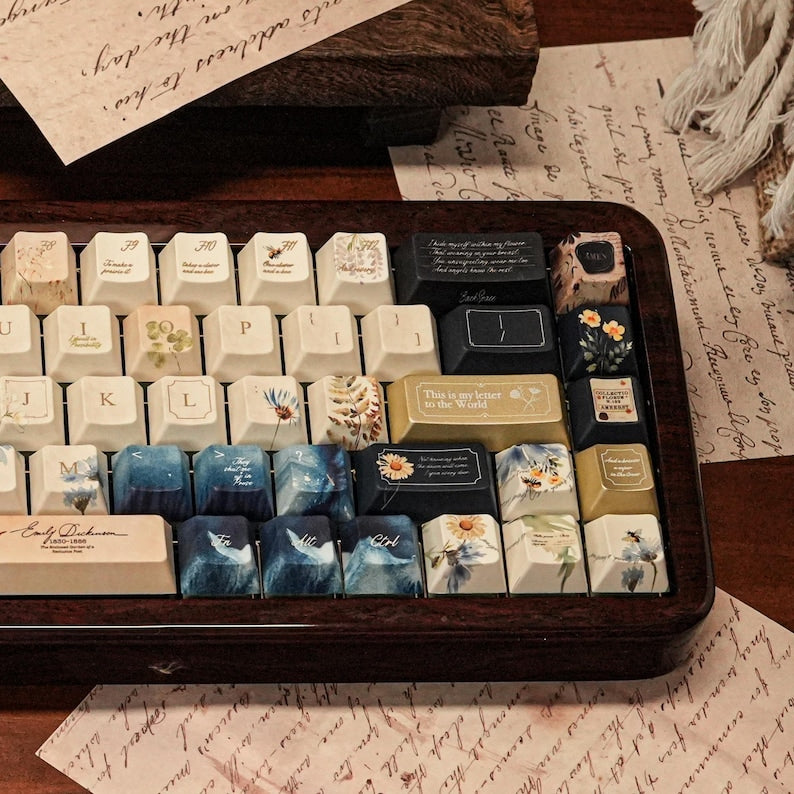 Emily Dickinson-Inspired Custom Keycaps – Handcrafted Literary Art for Your Keyboard – Novelty keycaps