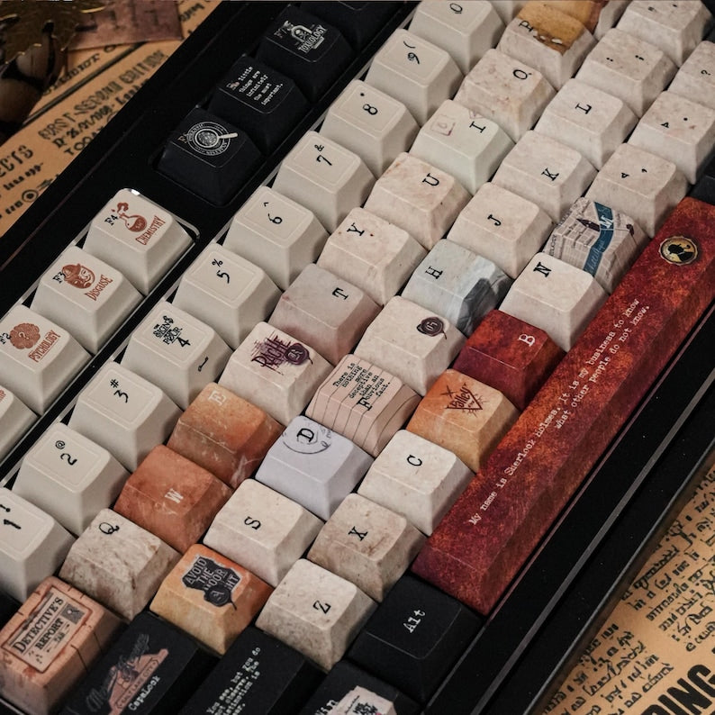 Sherlock Holmes Keycaps – Detective Theme Mechanical Keyboard Caps, 221B Baker Street