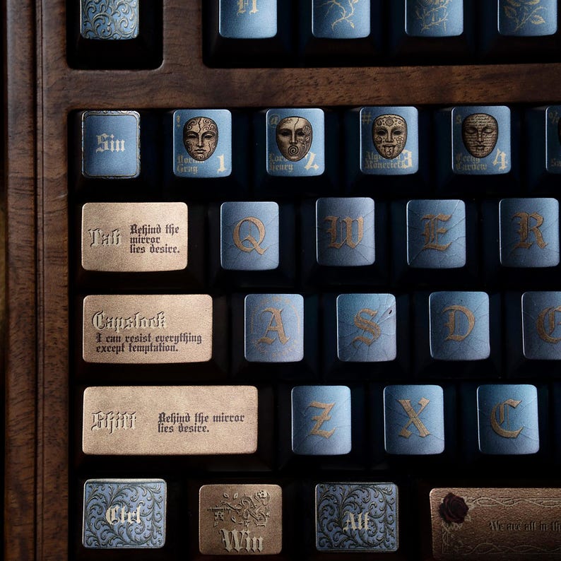 Oscar Wilde key caps - Literary Keyboard - Gothic Keycaps