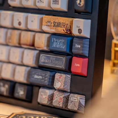 Sherlock Holmes Keycaps – Detective Theme Mechanical Keyboard Caps, 221B Baker Street
