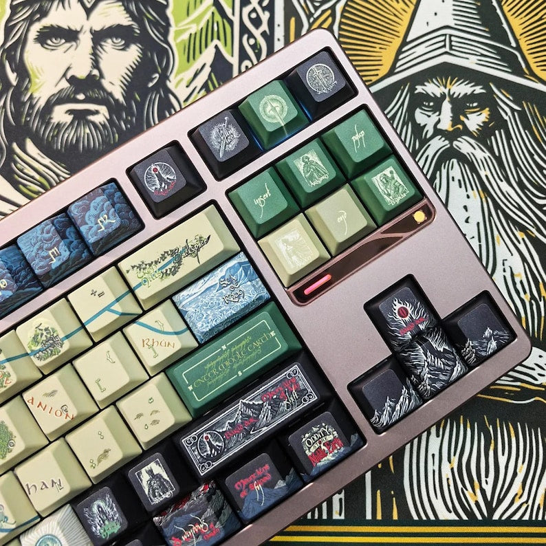 Lord of the Rings Keycap Set | Middle Earth Map Mechanical Keyboard | Fantasy Keycaps | LOTR Gift for Him