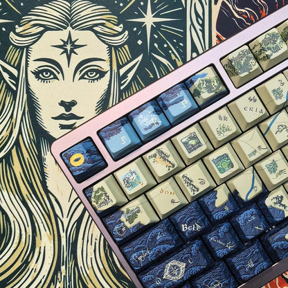 Lord of the Rings Keycap Set | Middle Earth Map Mechanical Keyboard | Fantasy Keycaps | LOTR Gift for Him