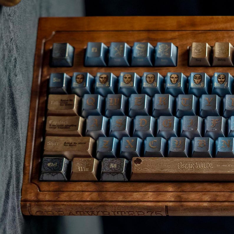 Oscar Wilde key caps - Literary Keyboard - Gothic Keycaps
