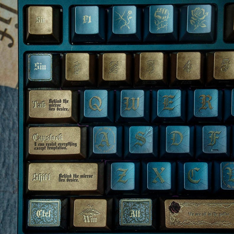 Oscar Wilde key caps - Literary Keyboard - Gothic Keycaps