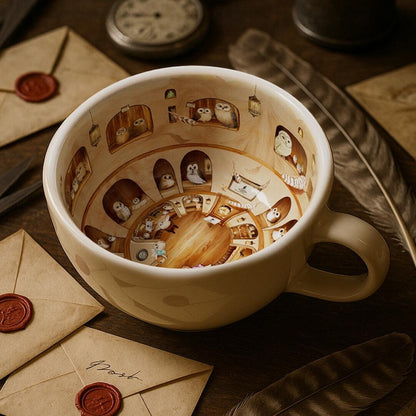 Owl Shop Ceramic Mug | Pottery Coffee Cup Birthday Gift