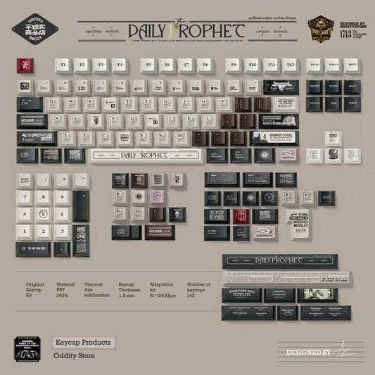 Daily Prophet Themed PBT Keycap Set | Keyboard Caps for Mechanical Keyboards