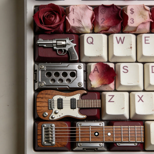 [Pre-order] Sweet Child O' Mine · Rose & Guitar String Keycaps