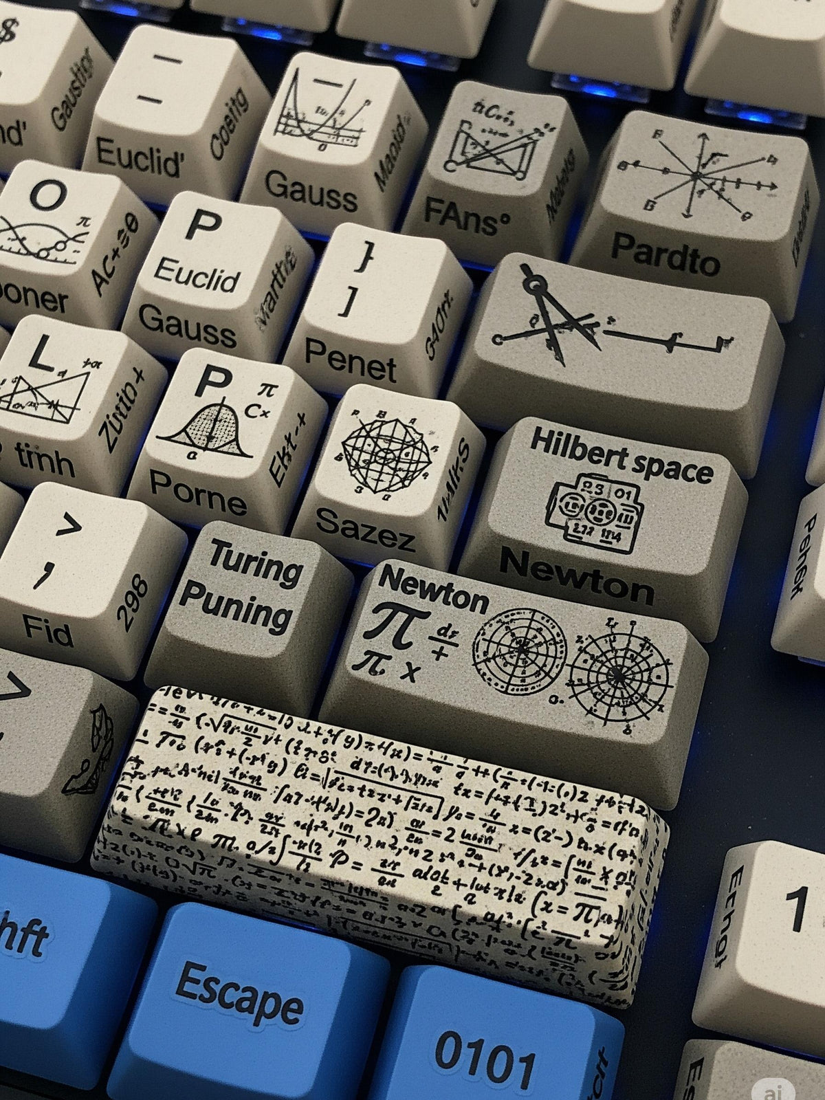 Theory of Everything Series: Mathematician Keycaps — Euclid, Newton, Gauss